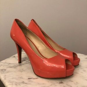Size 7 Nine West, coral, Stiletto heels.
